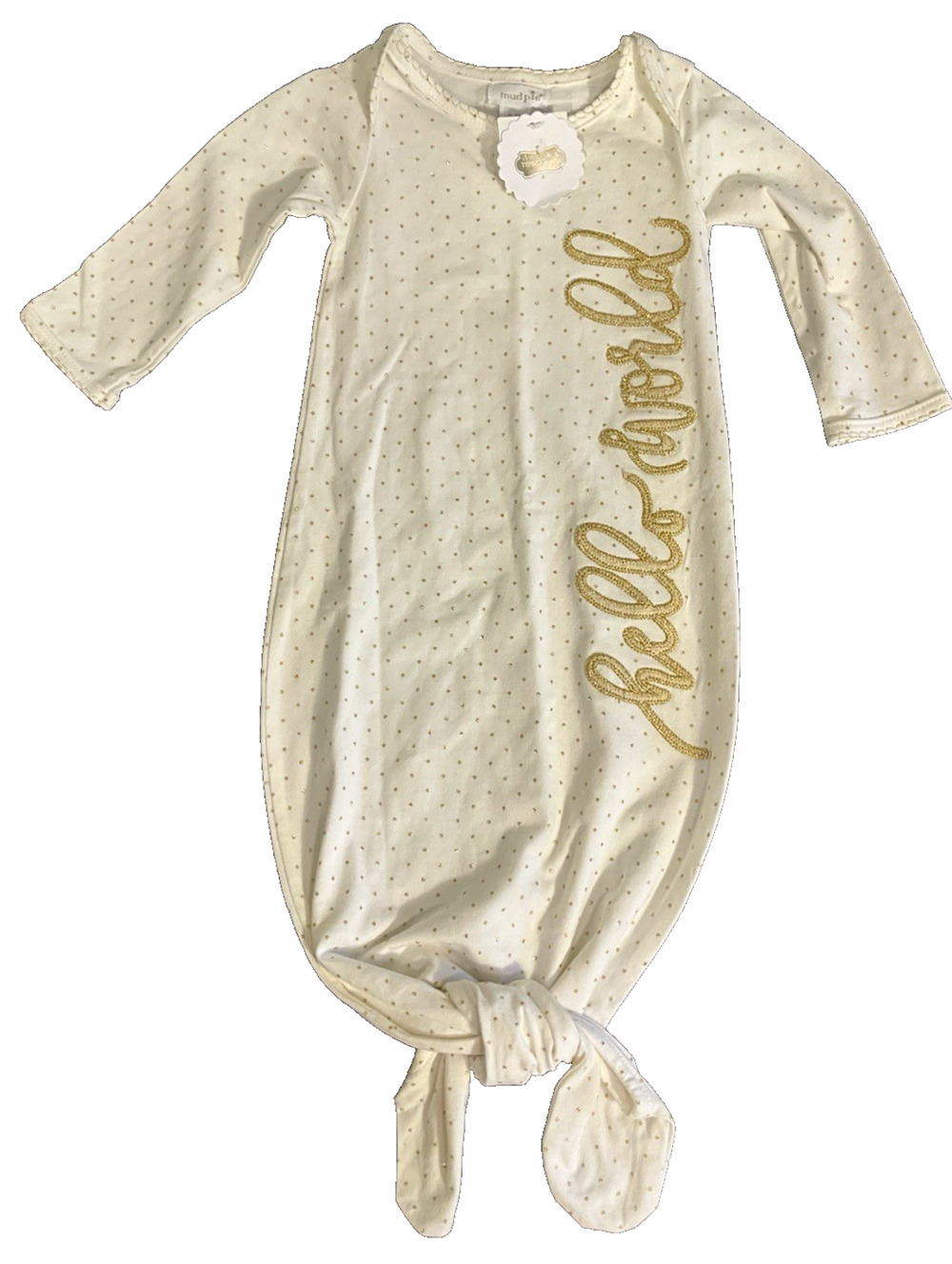 Mud Pie Hello World Infant Sleep Sack 3-6M White Gold Polka Dot Wearable Blanket